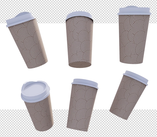 PSD 3d-object bruin plastic drinkbeker png-object