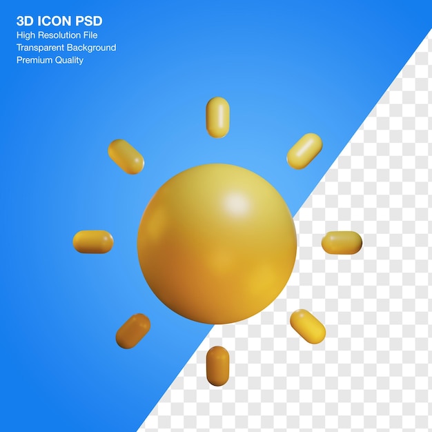 3d object icon for weather with bright sunny condition illustration