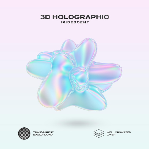 PSD 3d object iridescent trasparent isolated background png 09