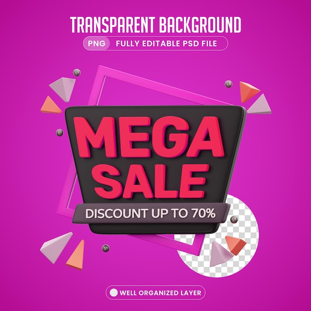 PSD 3d object mega sale png