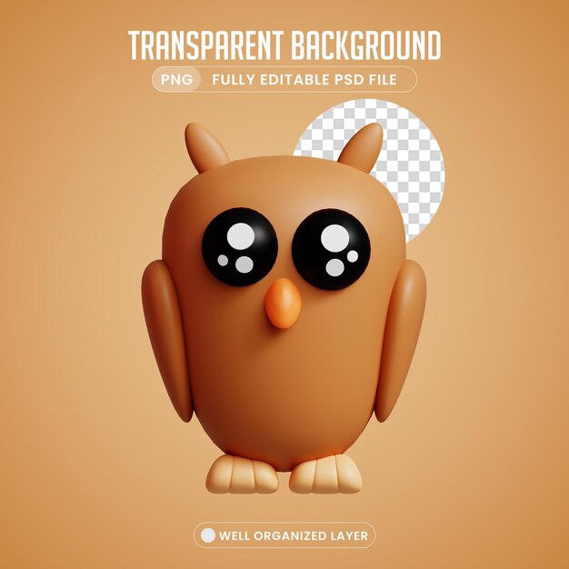 PSD 3d object owl png