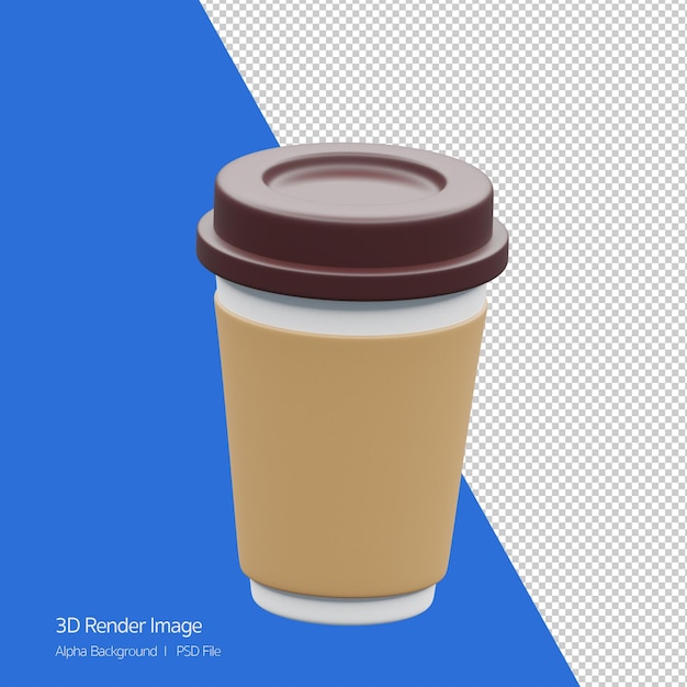 3d object rendering of coffee cup icon isolated .