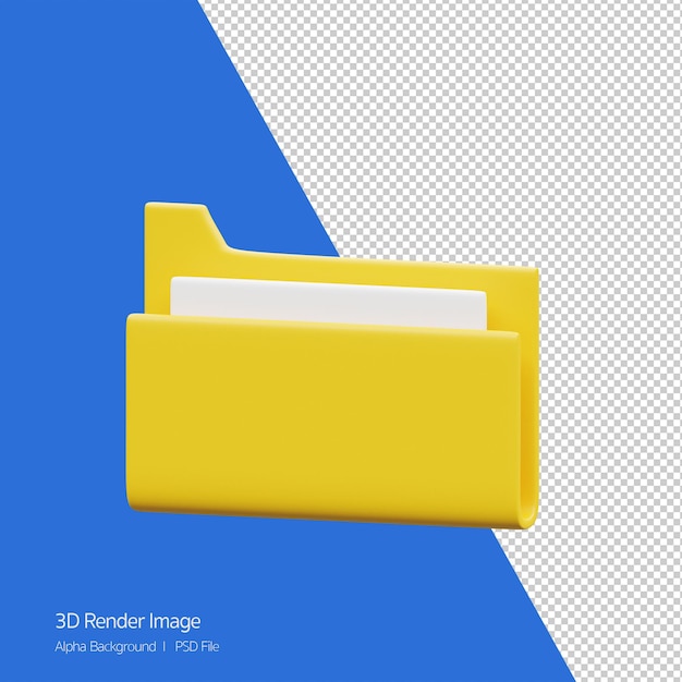 PSD 3d object rendering of doucment folder icon isolated on white.