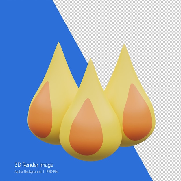 3d object rendering of fire icon isolated. flame, hot ,danger