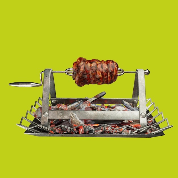 PSD 3d object rendering grill machine