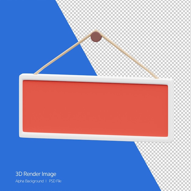 3d object Rendering of red sign blank plank board icon isolated .