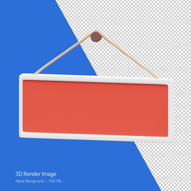 PSD 分離された赤い記号空白の板板アイコンの3dオブジェクトのレンダリング。