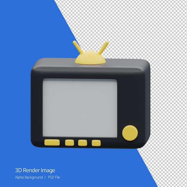 3d object rendering of old television icon isolated. tv,cartoon