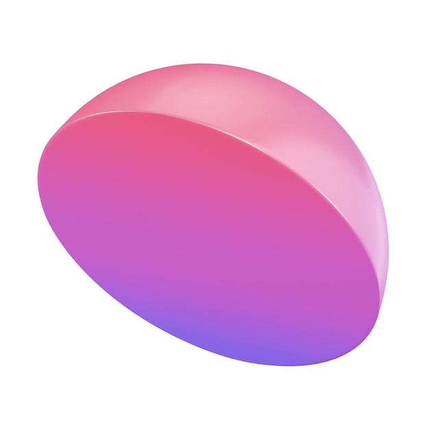 3d объект полусфера металлическая геометрическая форма реалистичный глянцевый розовый и сиреневый градиент