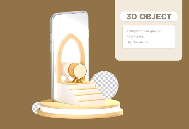 3d-objectdecoratie islamitisch thema met minimalistisch concept