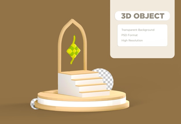 3D-objectdecoratie islamitisch thema met minimalistisch concept