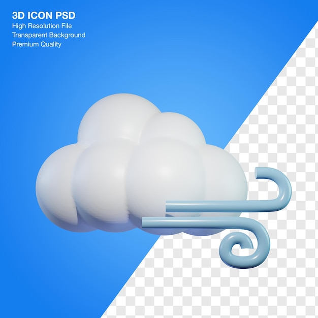 3d objectpictogram voor weer met illustratie van wolk en windconditie