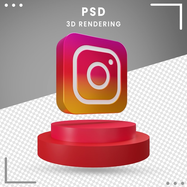 PSD 3d obrócone ikona logo instagram na białym tle