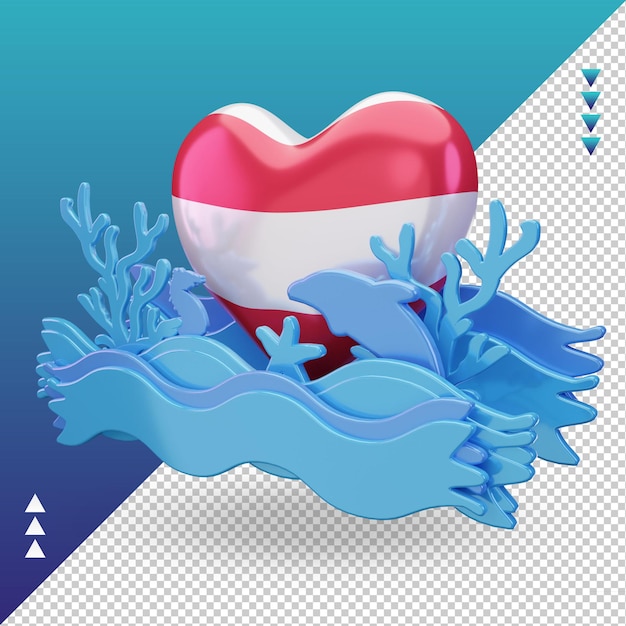 3d ocean day austria amore bandiera rendering vista destra