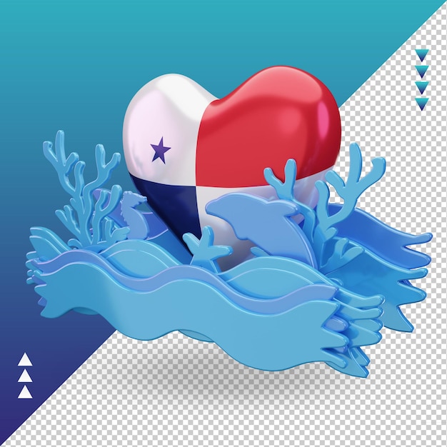 3d ocean day panama love flag rendering vista destra