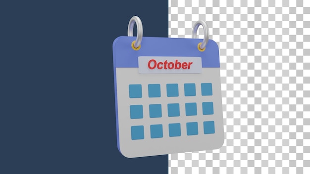 PSD 3d october month calendar