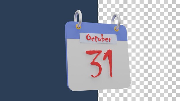 3d october month calendar