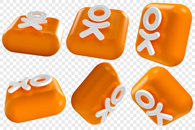 PSD 3d odnoklassniki icons in six different angles isolated illustrations