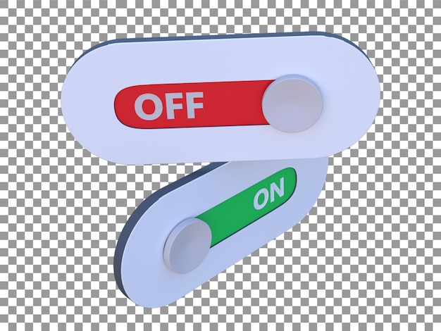 3d on off button rendering for web apps etc