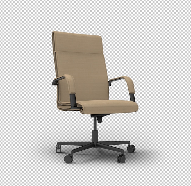 3D office chair. Transparent wall. Lateral view.