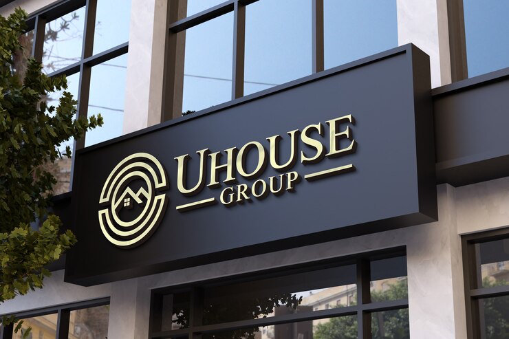 PSD 3d office door sign logo mockup