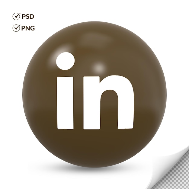 3d Okrągły Brązowy Kolor Ikona Logo Linkedin Social Media