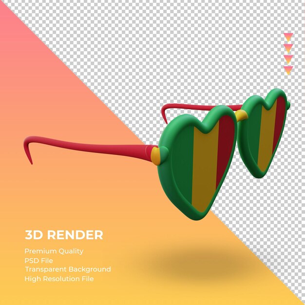 3d Okulary Przeciwsłoneczne Uwielbiają Flagę Mali Renderującą Widok Z Lewej Strony