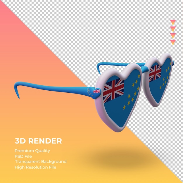 3d Okulary Przeciwsłoneczne Uwielbiają Flagę Tuvalu Renderującą Lewy Widok