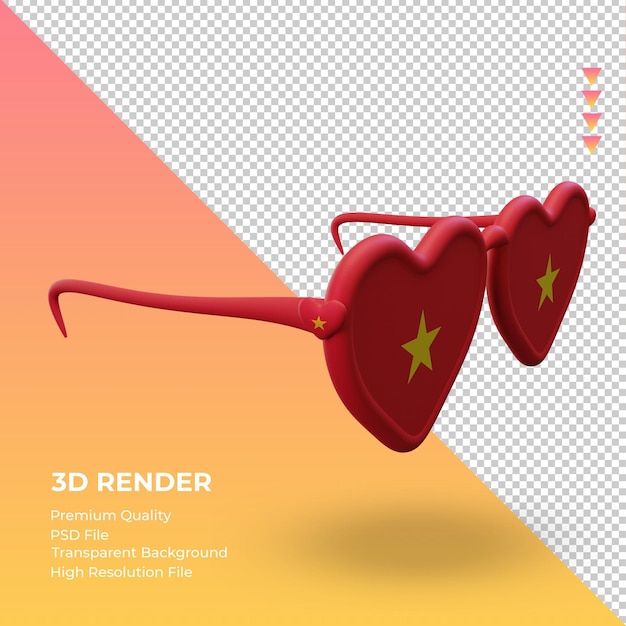 PSD 3d okulary przeciwsłoneczne uwielbiają flagę wietnamu renderującą widok z lewej strony