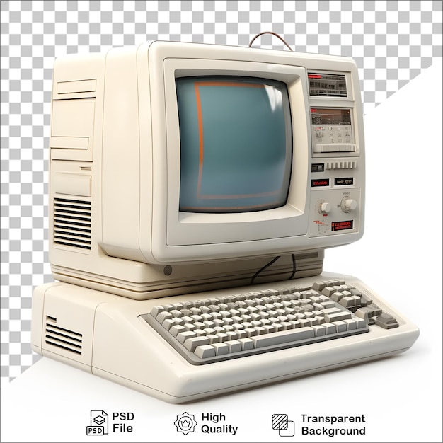 PSD 3d old vintage computer on transparent background