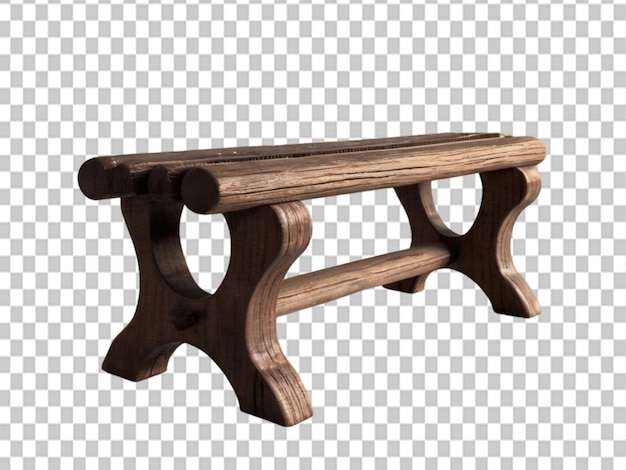 3d of old wooden bench on object background