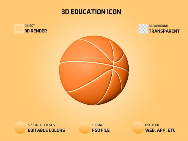 PSD 3d onderwijs icoon basketbal