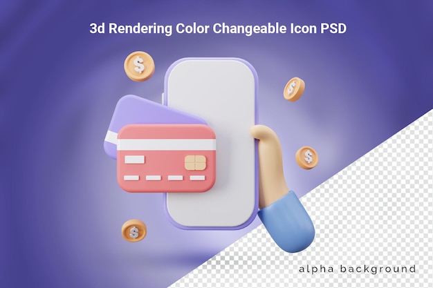 PSD 3d 온라인 뱅킹 개념 아이콘