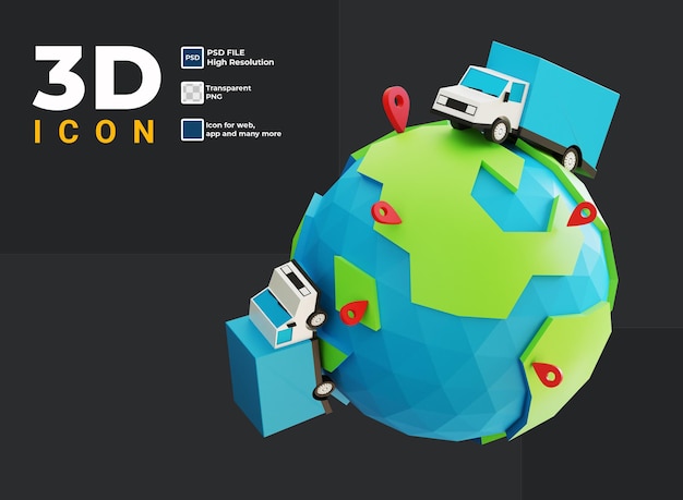PSD 3d online delivery with truck