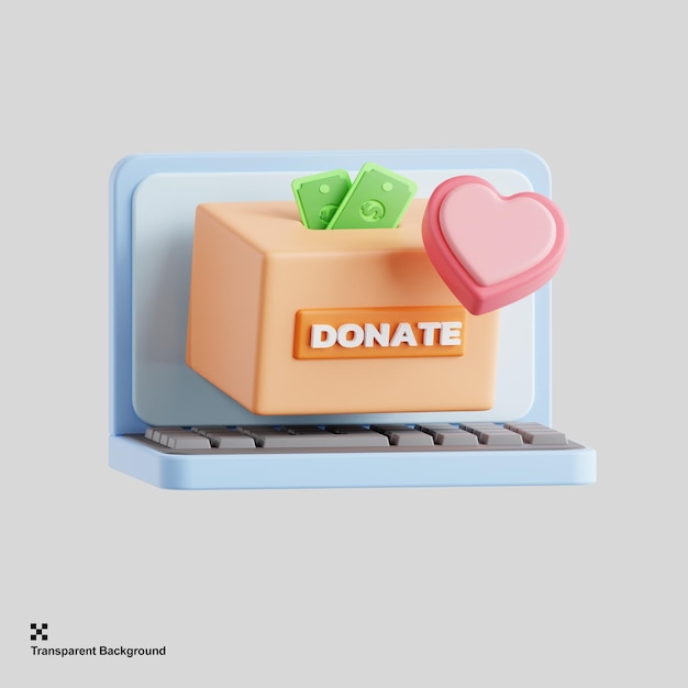 PSD icona di donazione online 3d