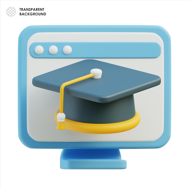 3D Online Graduation Cap Icon