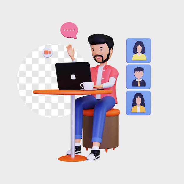 3D online groep video concept illustratie