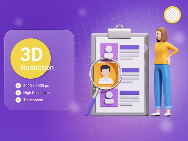 3d online hiring and recruitment illustration