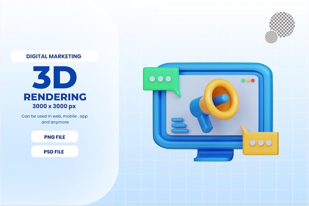 PSD icona di marketing online 3d premium psd