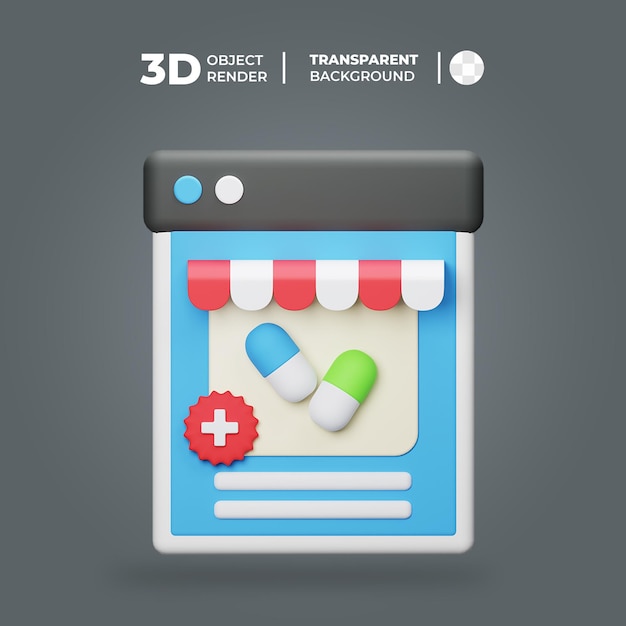 PSD 3d online medicine store icon