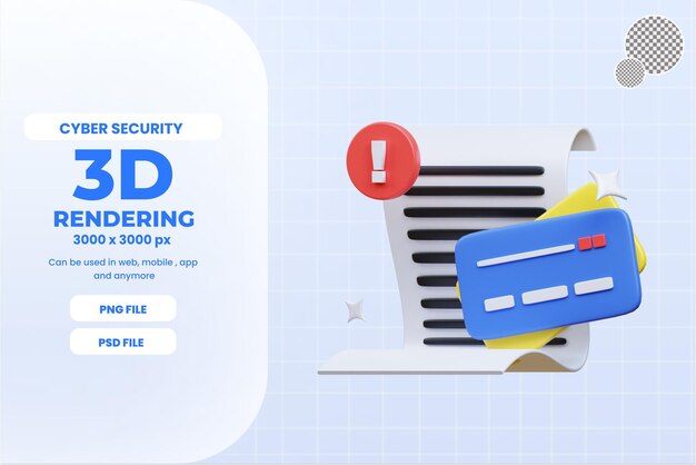 PSD 3 d オンライン決済アラート アイコン イラスト オブジェクト プレミアム psd