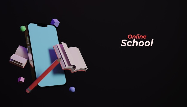 3d online school education with smartphone