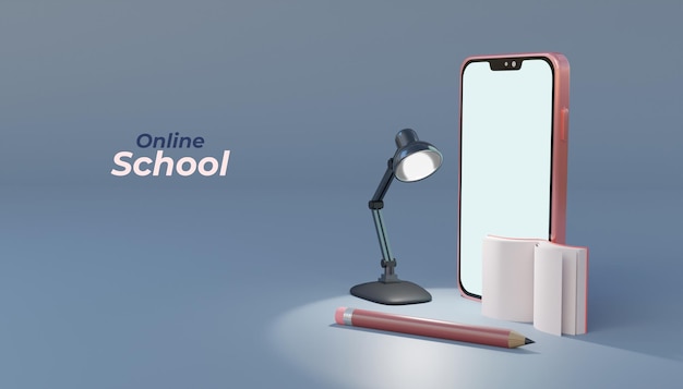 3d online school education with smartphone