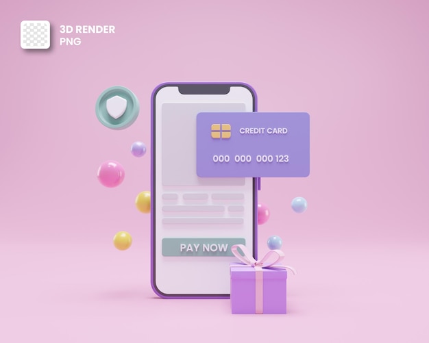 3d online shop payment method with credit card and gift for ecommerce