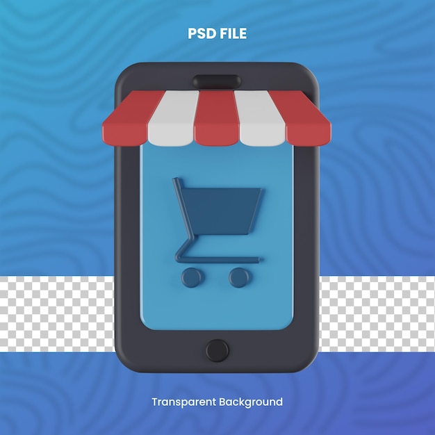 PSD 투명한 배경과 함께 3d 온라인 상점 고품질 렌더링