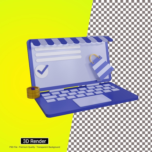 PSD 3d online shopping icon