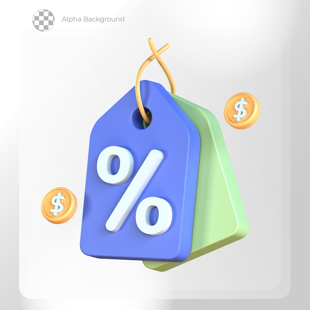 3D Online Shopping Sale Tags Percentage