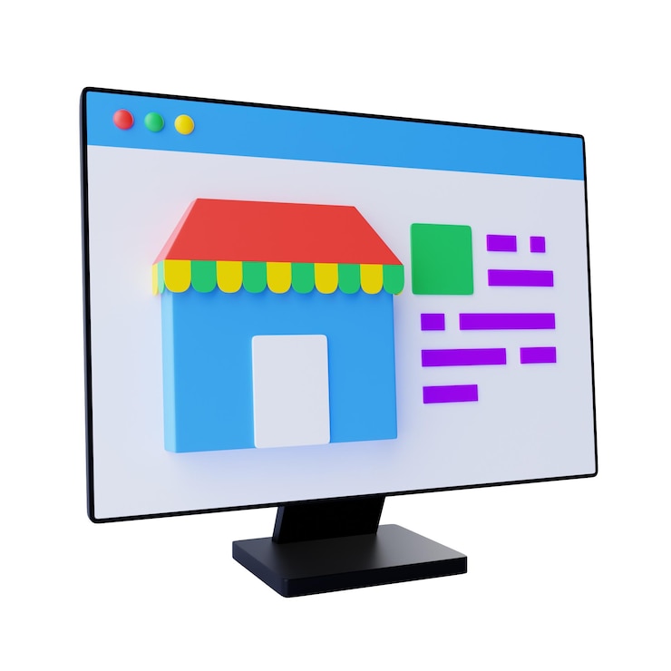 PSD 3d-икона онлайн-магазина электронная коммерция цифровые покупки и дизайн интерфейса веб-сайта