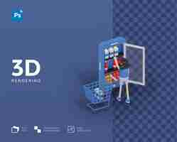 PSD 3d online supermarket illustration