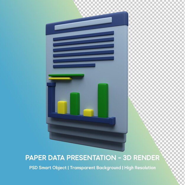 PSD 3d-ontwerp pictogram papier data presentatie illustratie voor het bedrijfsleven